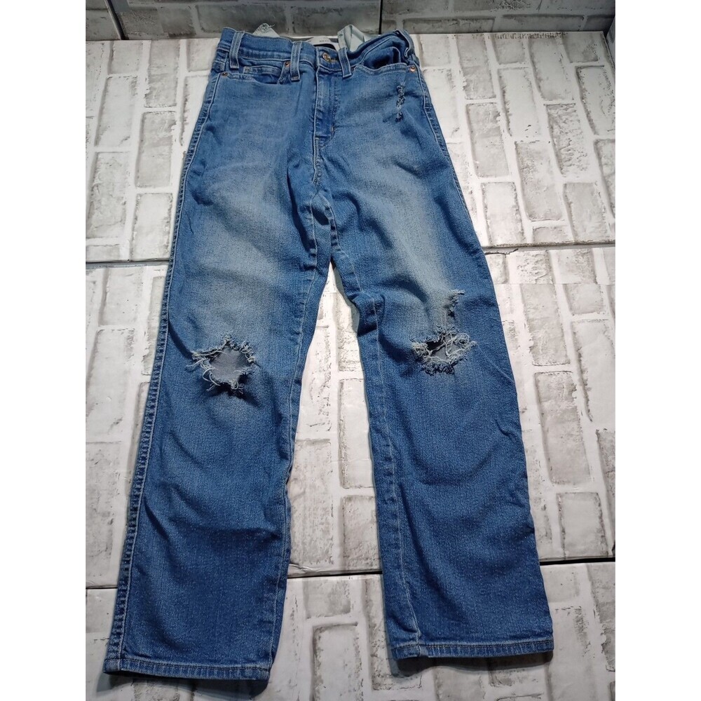 LEVI STRAUSS SIGNATURE Heritage High-Rise Distressed Straight Jeans - Picture 4 of 14